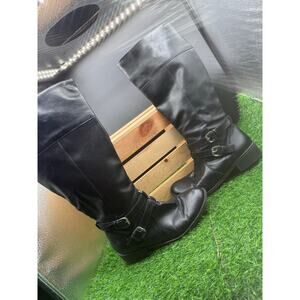 Black Leather Knee-High Boots